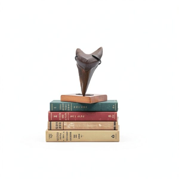 Megalodon Tooth Display Stand Chunful Metal Wood Model MZ 5912-5