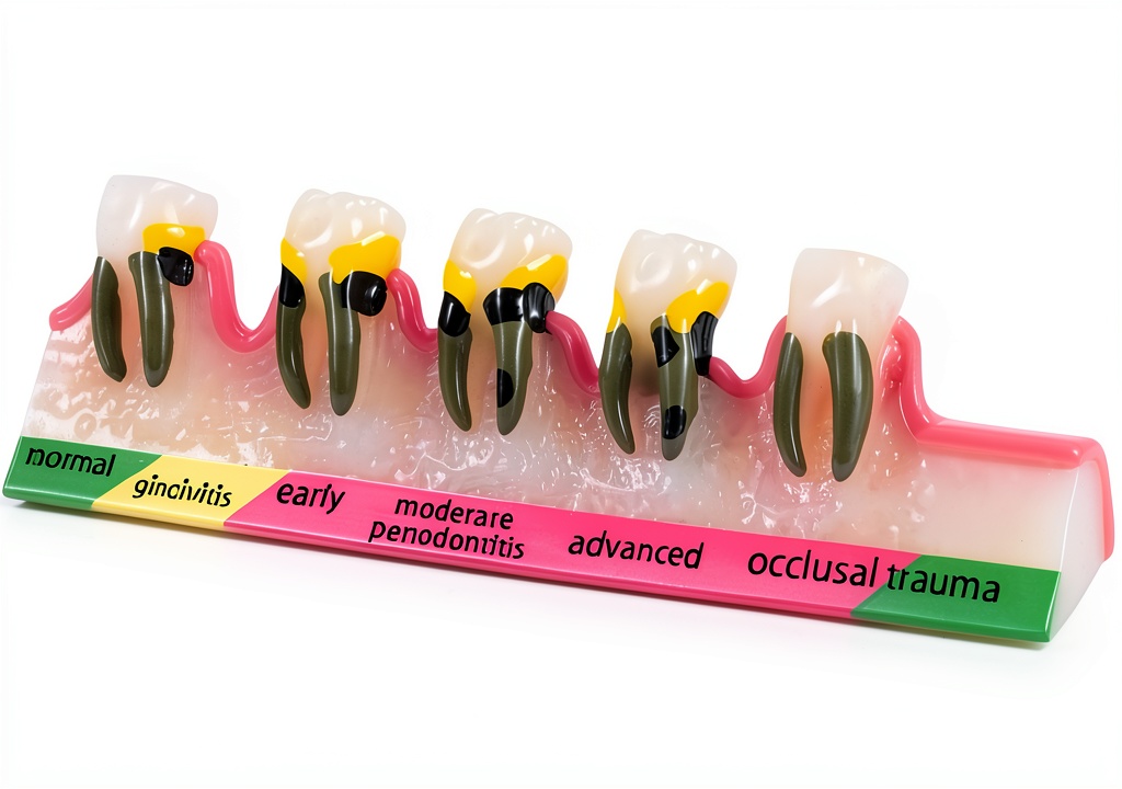 Installing ZITREOXN Soft Skin Periodontitis Dental Model Resin 5‑Stage on a wooden desk