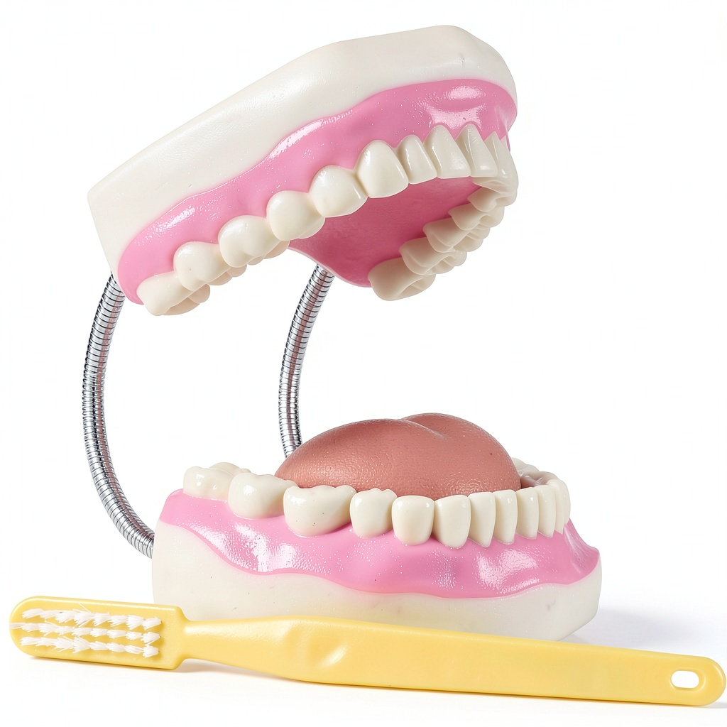 Installing LYOU Dental Teeth Model Sixfold Life Size with Bendable Chain Links on a wooden desk