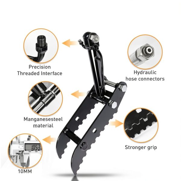 Hydraulic Thumb Kit Wudey for Mini-Excavators 0.8-3 Ton 3-Hole M14-M16-4